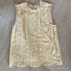 Sundance pale yellow sleeveless lace top / size M